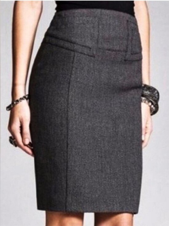 Express Dresses & Skirts - EXPRESS Charcoal Pencil Skirt W/Subtle Pocket Accents And Back Buckle Detail